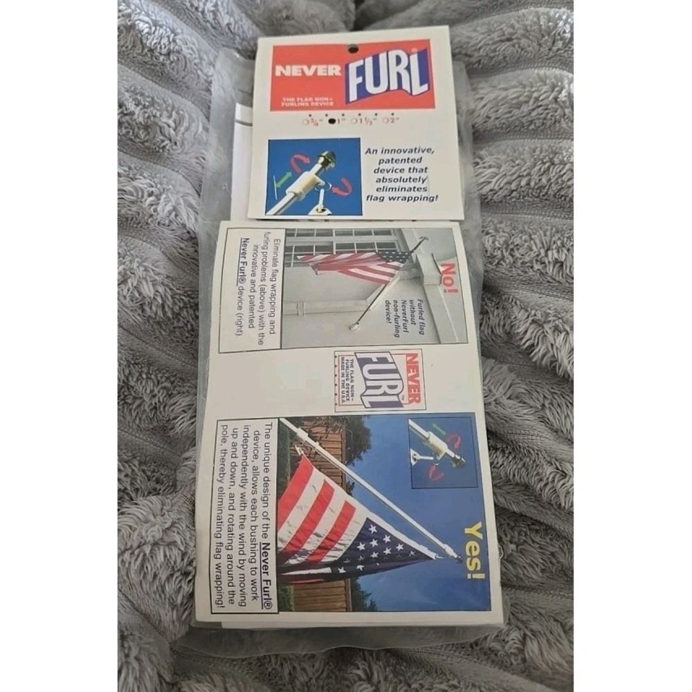Never Furl device that absolutely eliminates Flag wrapping 1".  MADE IN THE USA!
